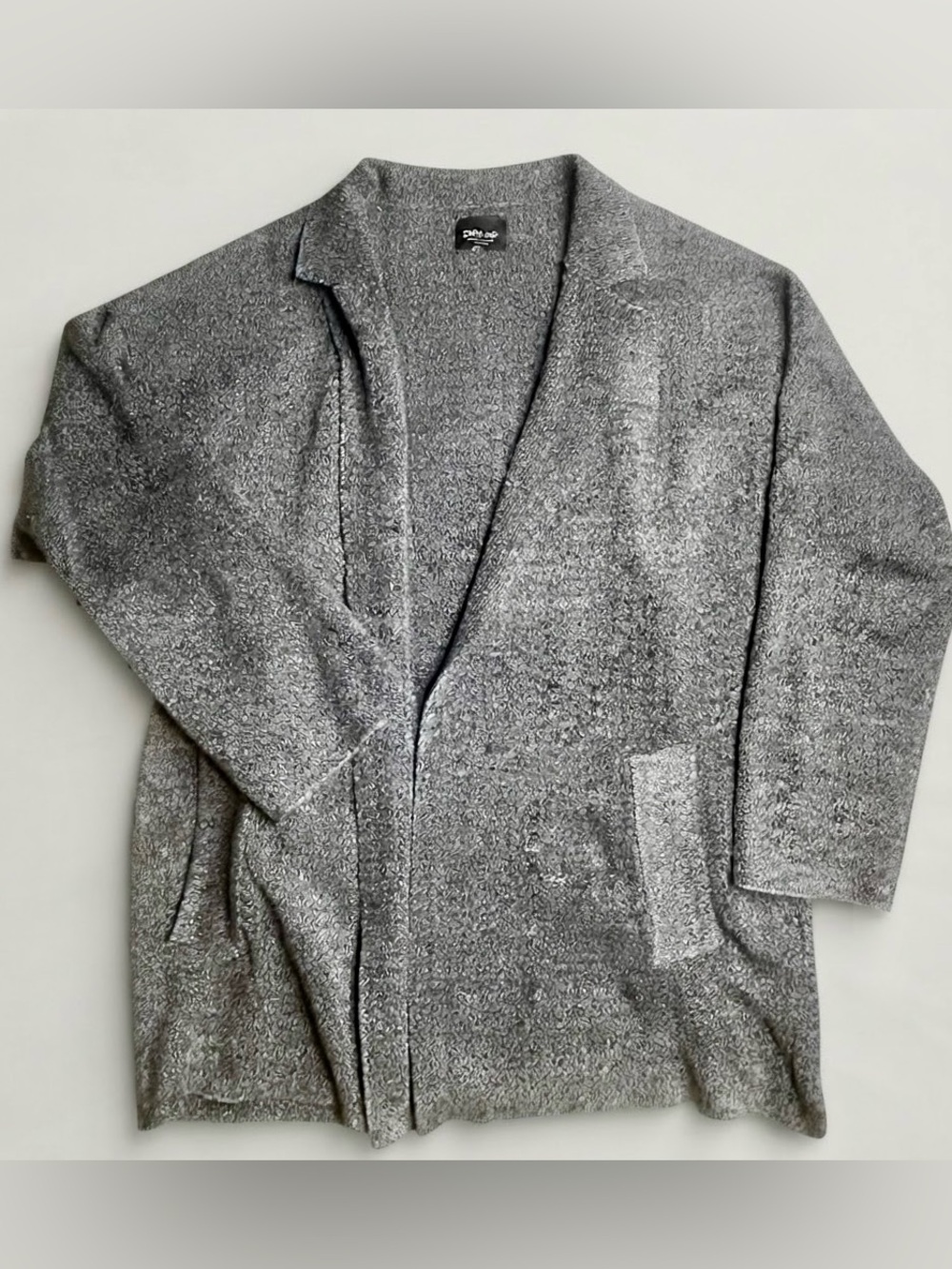 Zara Knit Gray Melange Open-Front Knit Blazer / Cardigan Jacket Medium